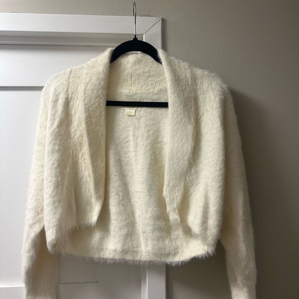 Maeve Cream Fuzzy Women's Shrug